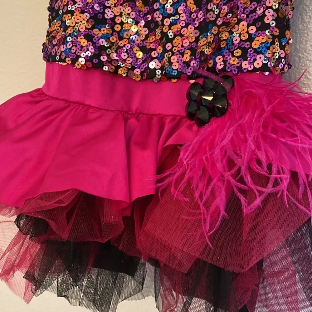 WEISSMAN Dance Costume ONE WAY OR ANOTHER 11477 sequin feather Child MC